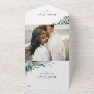 Succulent Greenery   Photo Seal and Send All In One Invitation