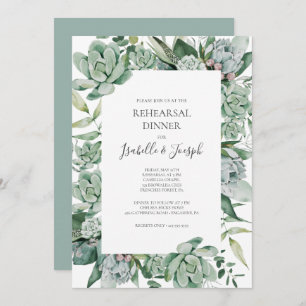 Succulent Greenery   Sage Green Rehearsal Dinner Invitation