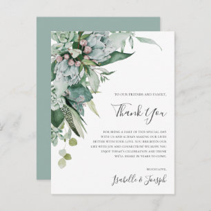 Succulent Greenery   Sage Thank You Reception Card