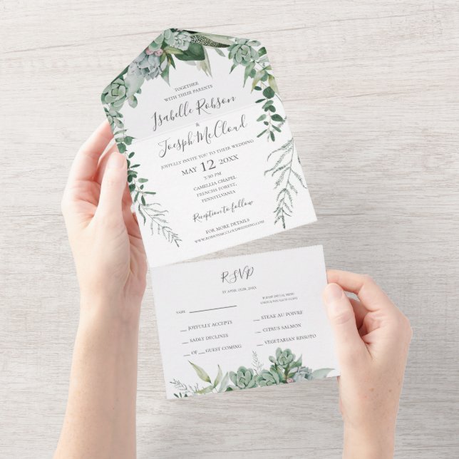 Succulent Greenery | Seal and Send All In One Invitation (Tearaway)