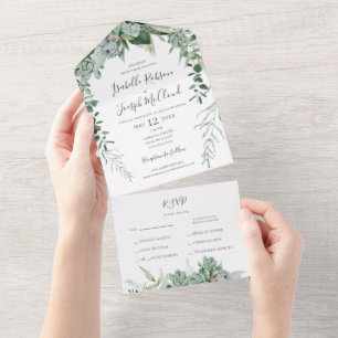 Succulent Greenery   Seal and Send All In One Invitation