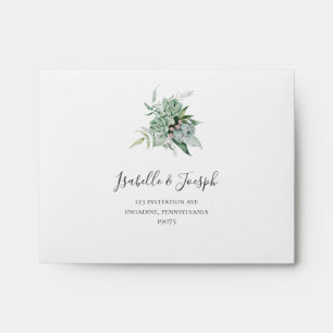 Succulent Greenery Self Addressed RSVP Envelope