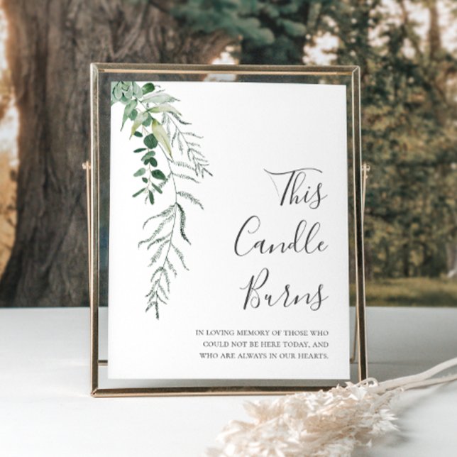 Succulent Greenery This Candle Burns Wedding Sign (Creator Uploaded)