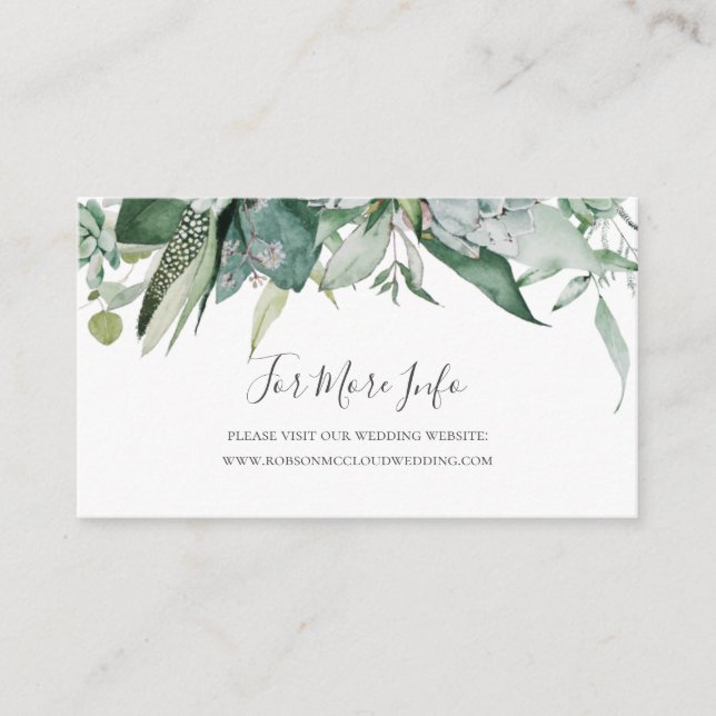 Succulent Greenery | Wedding Website Enclosure Card (Front)