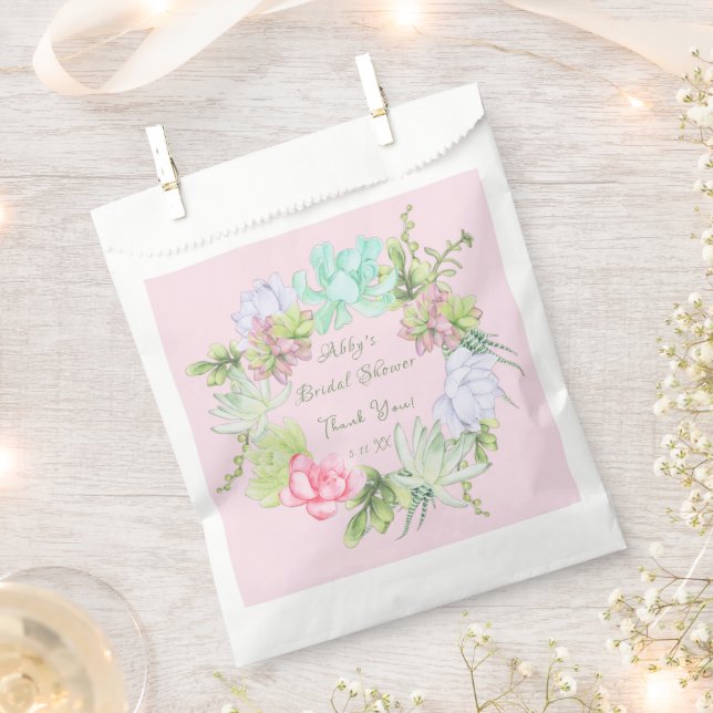 Succulent Greenery Wreath Bridal Shower Favour Bag (Clipped)