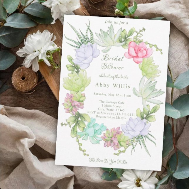 Succulent Greenery Wreath Bridal Shower  Invitation (Creator Uploaded)