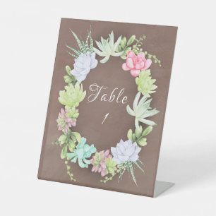 Succulent Greenery Wreath Bridal Shower Table  Pedestal Sign