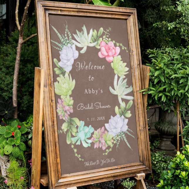 Succulent Greenery Wreath Bridal Shower Welcome Poster (Creator Uploaded)