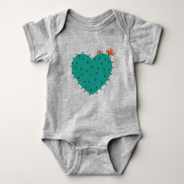 Succulent Heart Baby Bodysuit (Front)