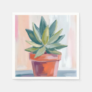 Succulent Houseplant Watercolor Botanical Napkin
