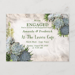 Succulent Hues of Pale Blues Engagement Invitation Postcard