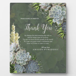 Succulent Hues of Pale Blues & Green Thank You Plaque