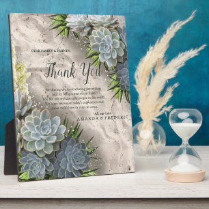 Succulent Hues of Pale Blues & Green Thank You Plaque