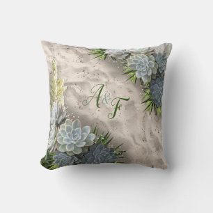 Succulent Hues of Pale Blues& Green Wedding Gift Cushion