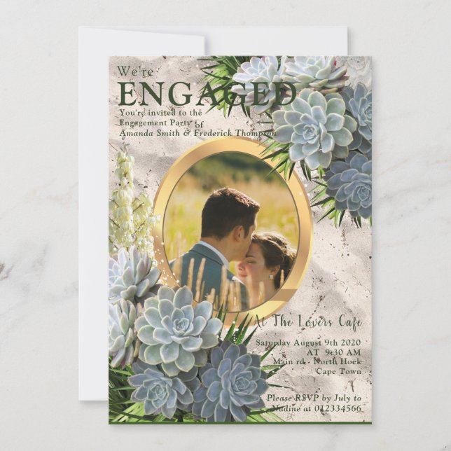 Succulent Hues of Pale Blues Invitation (Front)