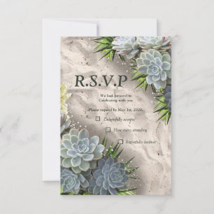 Succulent Hues of Pale Blues & RSVP Card