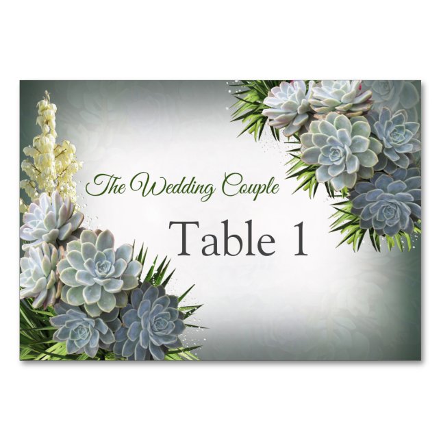 Succulent Hues of Pale BluesTable cards (Front)
