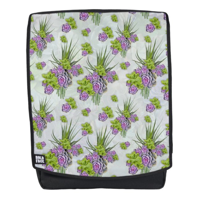 Succulent  Hues of Sea Green & Lavender tones Backpack (Front)