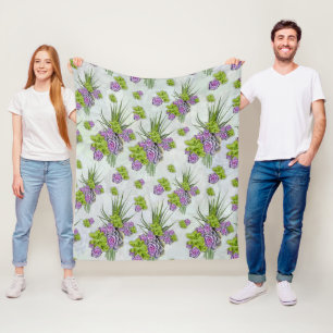 Succulent  Hues of Sea Green & Lavender tones Fleece Blanket