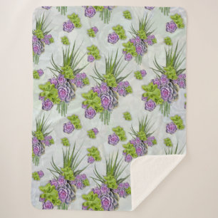 Succulent Hues of Sea Green & Lavender tones Sherpa Blanket
