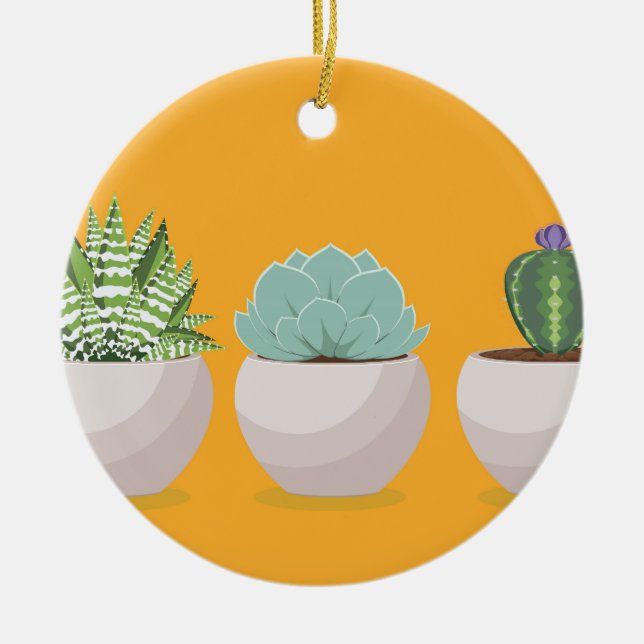 Succulent in a Pot Ceramic Ornament (Front)