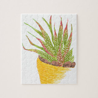 Succulent In Yellow Pot Jigsaw Puzzle