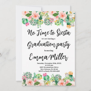 Succulent invite, Graduation Fiesta Party Invitation