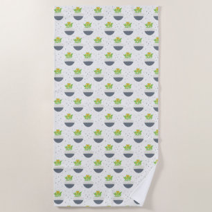 Succulent Kalanchoe Plant Mum Pattern Beach Towel