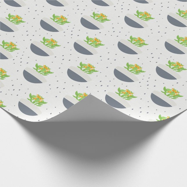 Succulent Kalanchoe Plant Mum Pattern Wrapping Paper (Corner)