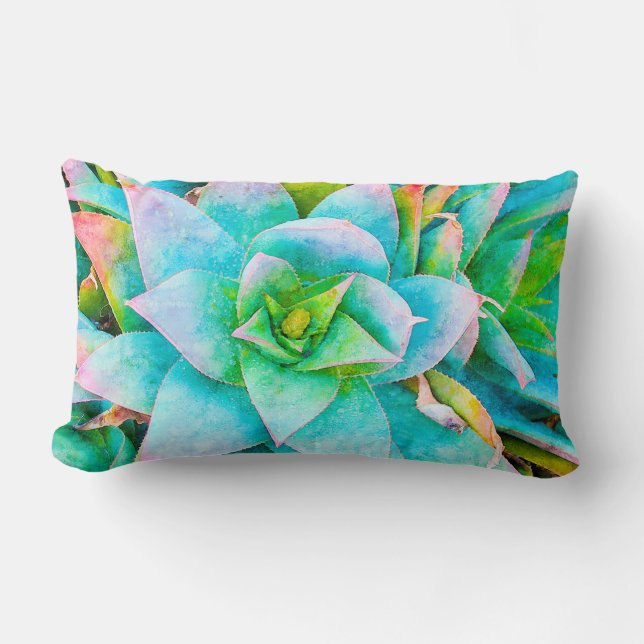 Succulent Lumbar Throw Pillow (Front)