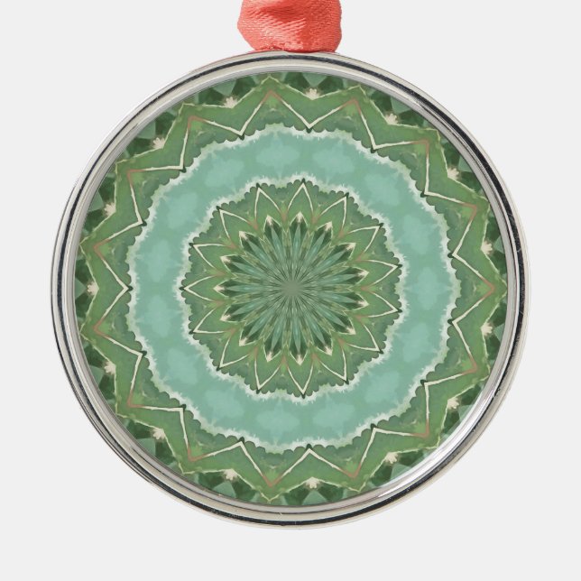 Succulent Mandala Metal Ornament (Front)