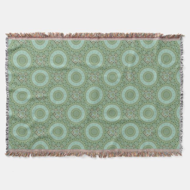 Succulent Mandala Throw Blanket (Front)