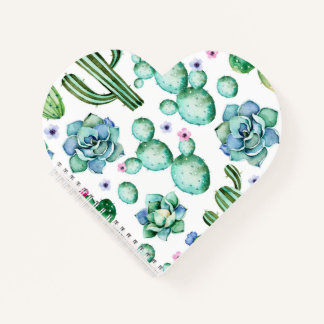 Succulent Notebook Heart-Shaped