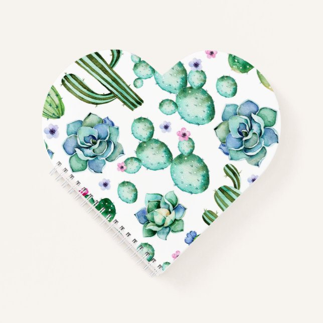 Succulent Notebook Heart-Shaped (Front)