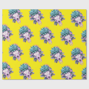 Succulent Pastel Decay Yellow Wrapping Paper