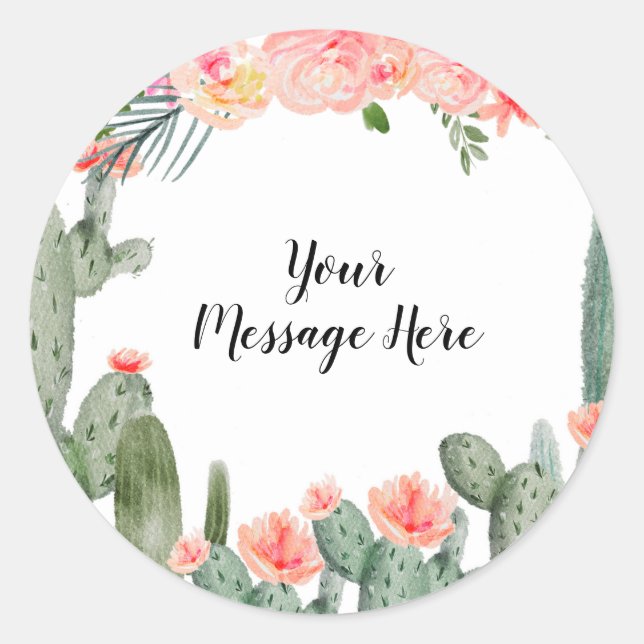 Succulent Peach Watercolor Message Sticker (Front)