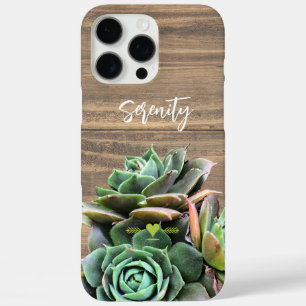 Succulent Personalised Barn Wood iPhone 16 Pro Max Case