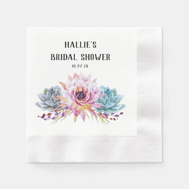 Succulent Personalised Napkins (Front)
