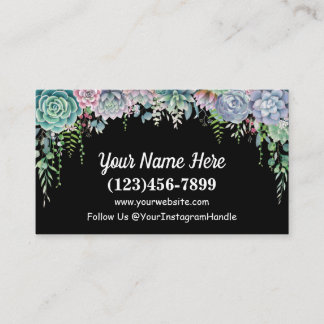Succulent Plant Business Card Enchanted Design
