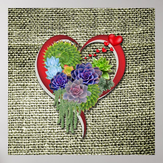 Succulent Plant Decor Within a Heart (Front)