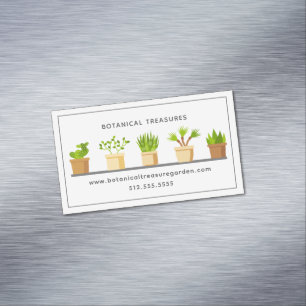 Succulent Plant Nursery Modern Garden Botanist Magnetic Business Card