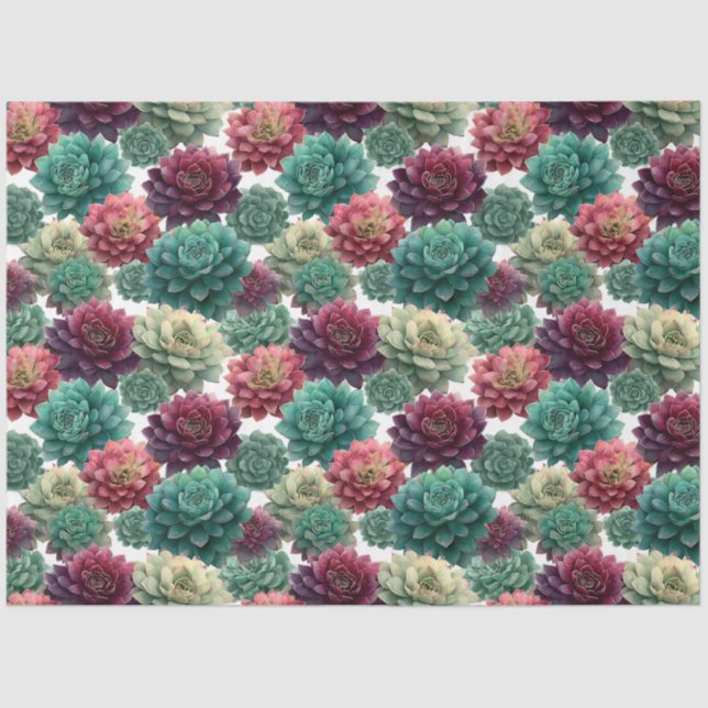 Succulent Plant Pattern Decoupage Tissue Paper (Front)