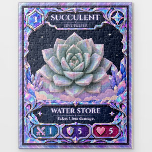 Succulent Plant, Rainbow Foil Art Jigsaw Puzzle
