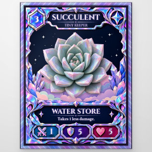 Succulent Plant, Rainbow Foil Art Postcard