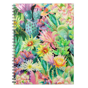 Succulent plants and cactus garden pattern notebook