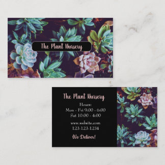 Succulent Plants Black Business Card