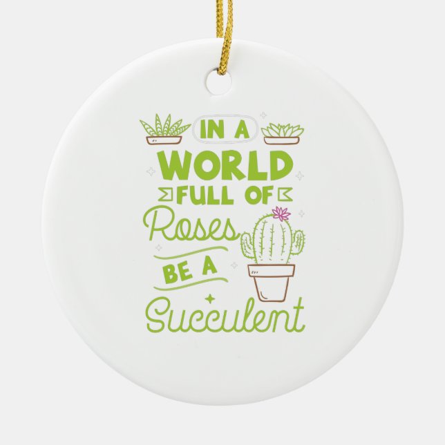 Succulent Plants Ceramic Ornament (Front)