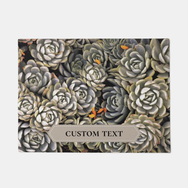 Succulent plants in gray and brown tones Door Mat (Front)