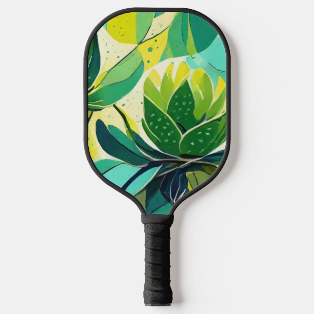 Succulent plants in green and yellow pickleball paddle (Front)
