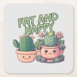 Succulent plants square paper coaster